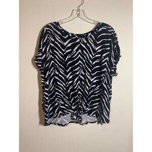 Apt. 9 Zebra Print Blouse Business Casual Animal Stripes Black Size PXXL Petite